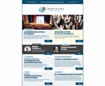 La lettre des notaires de France dans le monde / Septembre 2020