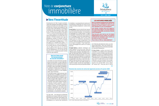 Note de conjoncture immobilière n°47 / Avril 2020