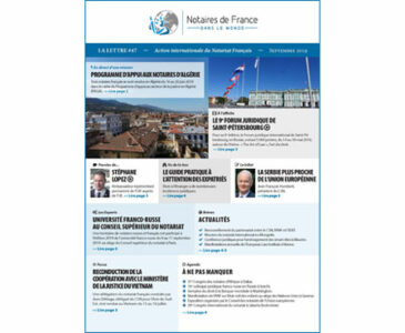La lettre des notaires de France dans le monde / Septembre 2019