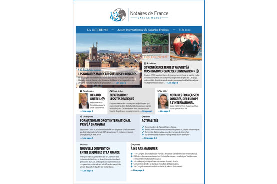 La lettre des notaires de France dans le monde / Mai 2019