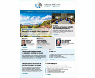 La lettre des notaires de France dans le monde / Janvier 2019