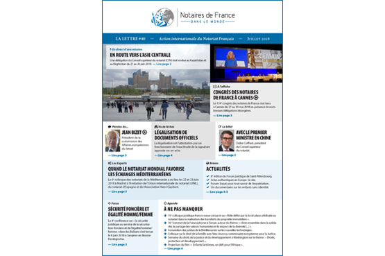 La lettre des notaires de France dans le monde / Juillet 2018