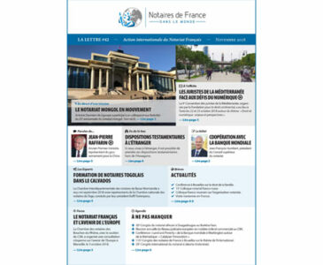 La lettre des notaires de France dans le monde / Novembre 2018