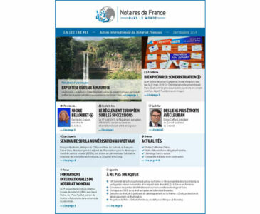 La lettre des notaires de France dans le monde / Septembre 2018